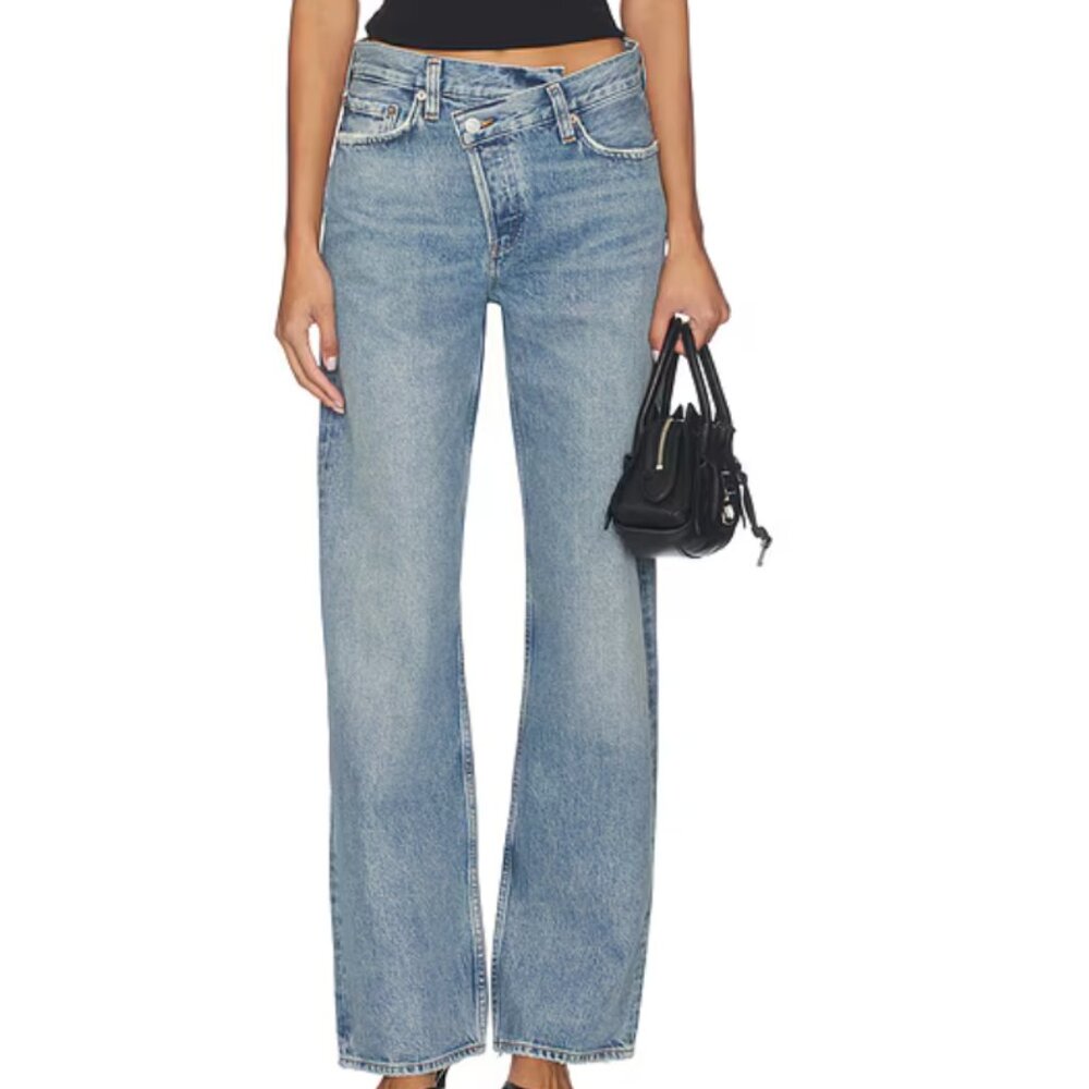 Agolde Light Blue High-Waist Straight Jeans